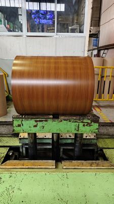 Walnotenkleur PPGL HDP Houtgraan 30-jarige garantie AZ165 Galvalume Steel Coil Printech Color Coated Coil ASTM A755 A653M